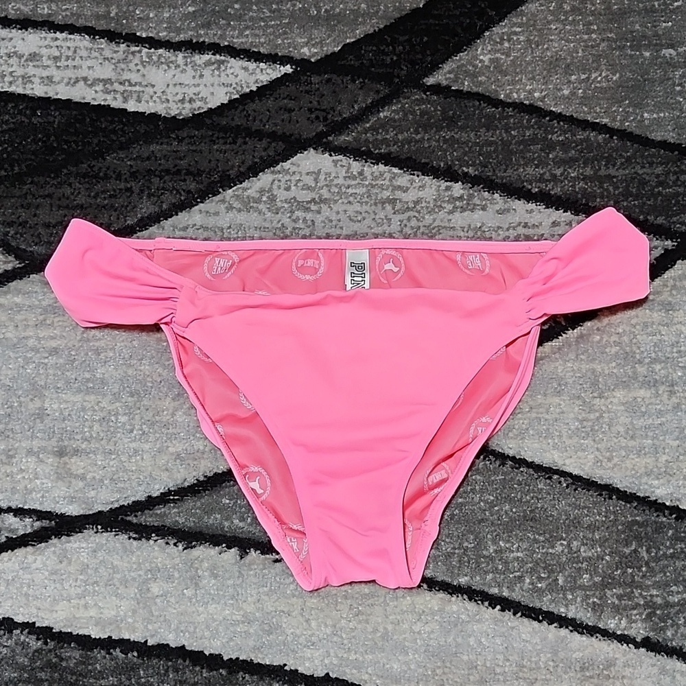 VINTAGE VS PINK SILVER SHINE LOGO CHEEKY BIKINI SWIM BOTTOM
